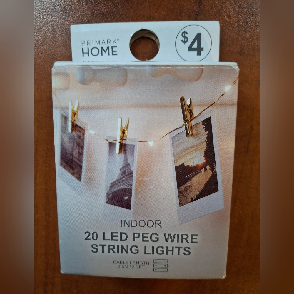 Primark Home 20 LED Peg Wire String Lights 8.2ft